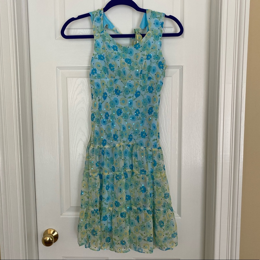 Blue floral girls dress